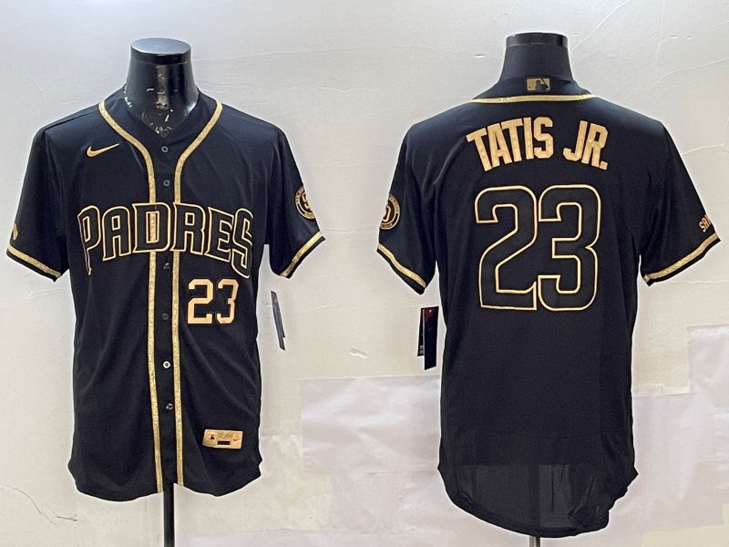 Men San Diego Padres #23 Tatis jr Black Gold Elite 2025 Nike MLB Jersey style 5->san diego padres->MLB Jersey